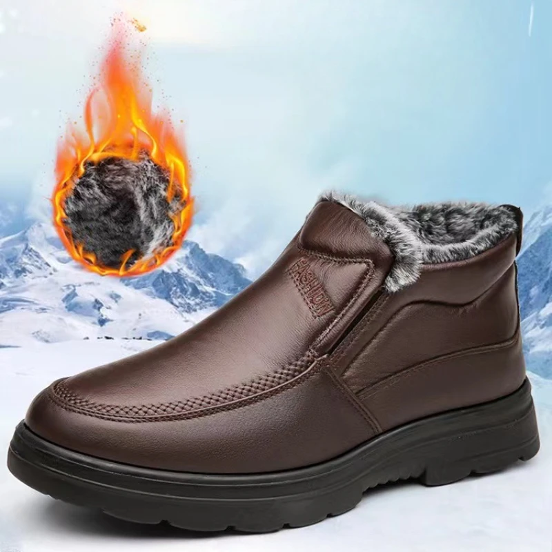 Winter Men's Ankle Boots Plush - Anti Loop Rubber 评论和价格